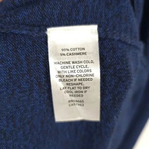 NWT 1901 COTTON CASHMERE Crew Nk Pullover‎ ND426731MN NAVY MEDIEVAL MARL Size XL